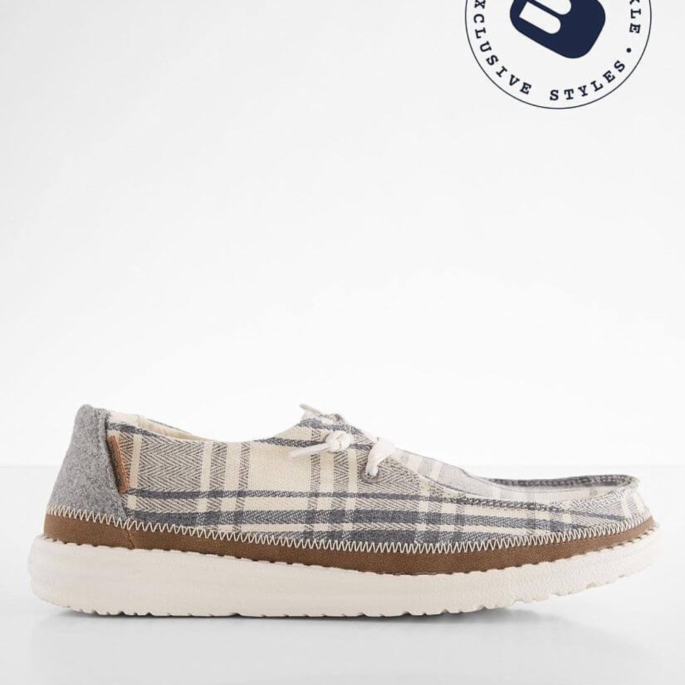 Hey Dude Wendy Slip Ons in grey plaid